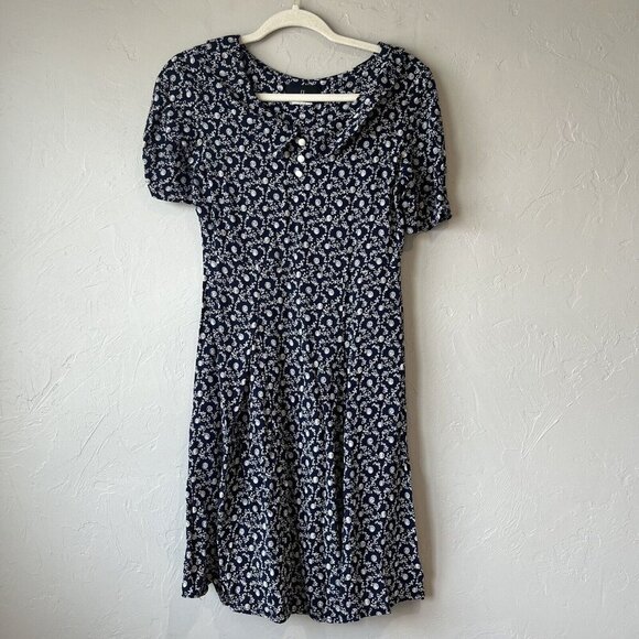 vintage peter pan collar dress Floral Cottage 90s Petite Friends Rachel Retro XS - Picture 1 of 6